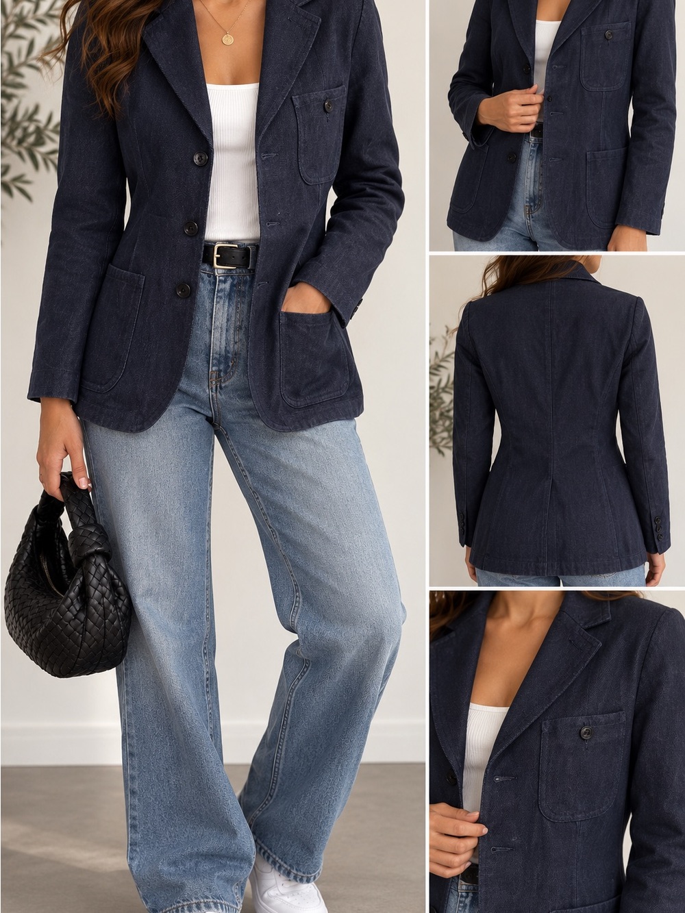 RRL Ralph Lauren Navy Wool Cotton Workwear Blazer Jacket Size 2